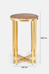 TAVOLINO ALTO IN METALLO DORATO & ONICE FANTASTICO - VALSECCHI MARMI