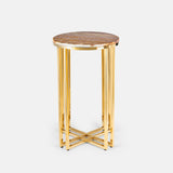 TAVOLINO ALTO IN METALLO DORATO & ONICE FANTASTICO - VALSECCHI MARMI