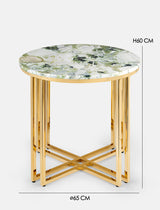 TAVOLINO BASSO IN METALLO D’ORATO & MARMO PRIMAVERA - VALSECCHI MARMI