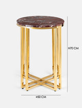 TAVOLINO MEDIO IN METALLO DORATO & MARMO ROSSO LEVANTO - VALSECCHI MARMI