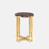 TAVOLINO MEDIO IN METALLO DORATO & MARMO ROSSO LEVANTO - VALSECCHI MARMI