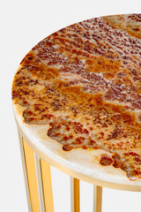 TAVOLINO ALTO IN METALLO DORATO & ONICE FANTASTICO - VALSECCHI MARMI