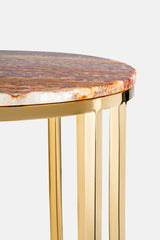 TAVOLINO ALTO IN METALLO DORATO & ONICE FANTASTICO - VALSECCHI MARMI