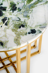 TAVOLINO BASSO IN METALLO D’ORATO & MARMO PRIMAVERA - VALSECCHI MARMI