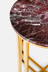 TAVOLINO MEDIO IN METALLO DORATO & MARMO ROSSO LEVANTO - VALSECCHI MARMI