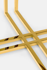 TAVOLINO MEDIO IN METALLO DORATO & MARMO ROSSO LEVANTO - VALSECCHI MARMI