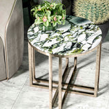 TAVOLINO BASSO IN METALLO D’ORATO & MARMO PRIMAVERA