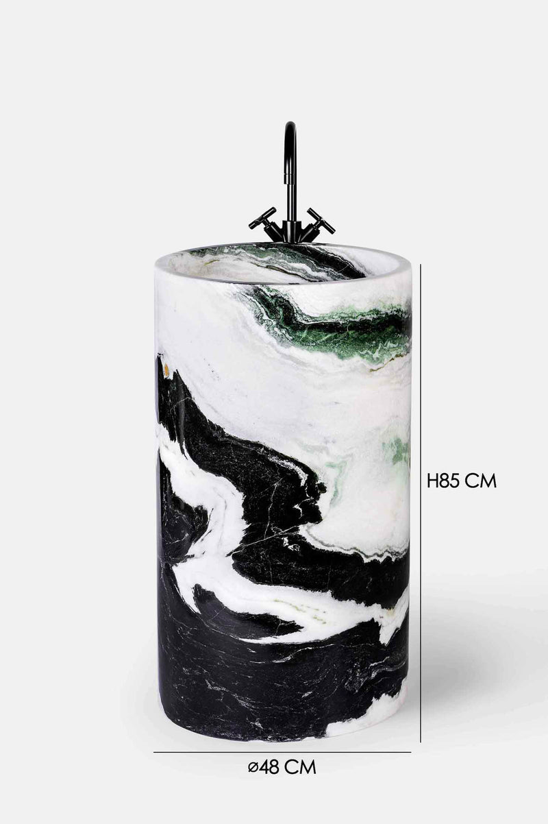 CYLINDRICAL SINK IN PANDA MARBLE