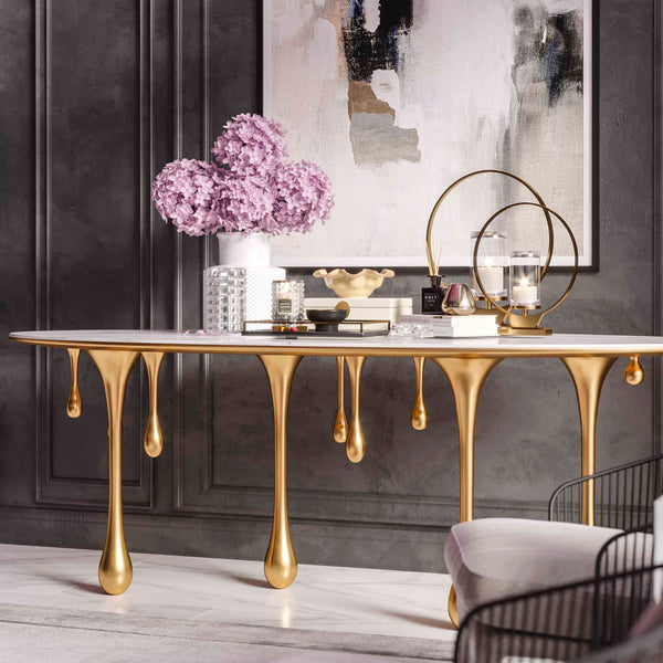 'DRIPPIN' DINING TABLE IN GRÈS & GOLD